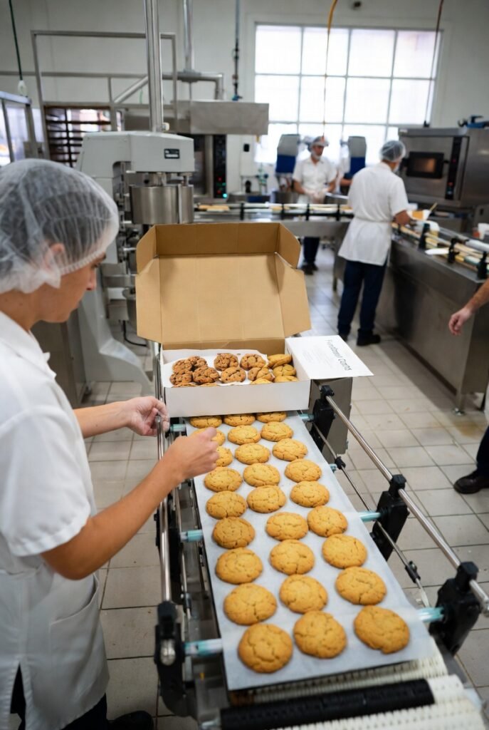 Cookie packaging or fulfillment process.